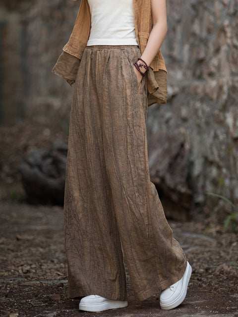 Pantalones de pierna ancha con forro polar y teñido anudado vintage de invierno para mujer