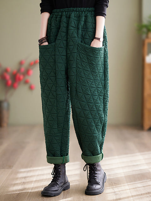 Women Winter Solid Cotton Loosee Padded Harem Pants