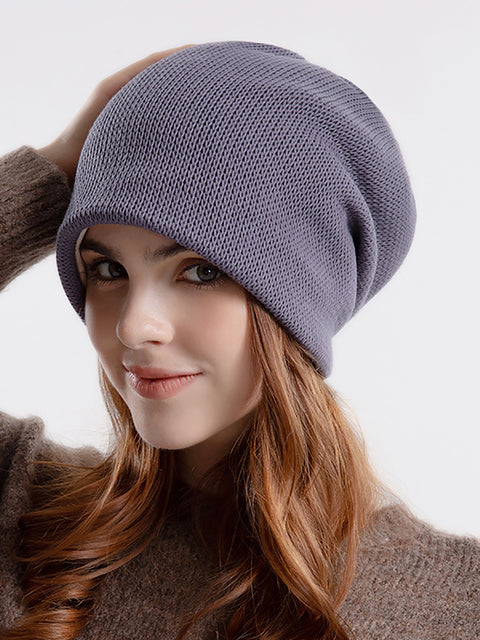 Gorro de punto de algodón liso para mujer, informal, de invierno, para mantener el calor