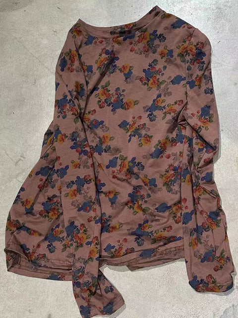 Camisa de botón suelta de primavera floral vintage para mujer