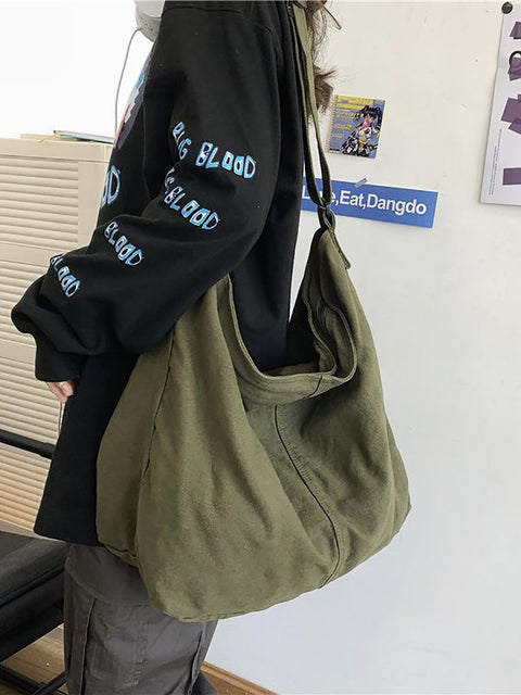 Bolso bandolera de lona de gran capacidad informal para mujer