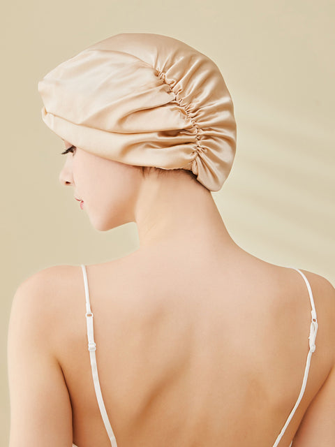 Gorro de ducha de seda con nudo liso elegante para mujer