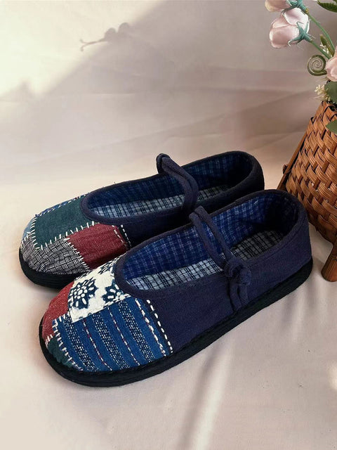 Women Ethnic Summer Patch Spliced Cotton Shoes