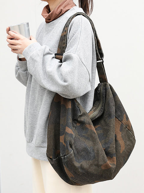 Bolso bandolera lavado con camuflaje artístico para mujer