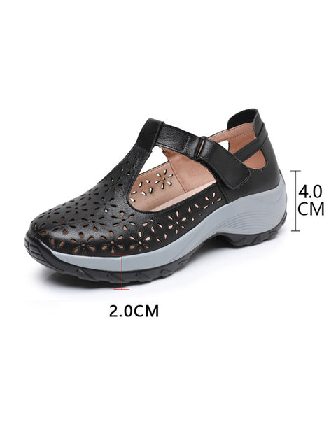 Zapatos de plataforma con recortes de cuero sólido de verano para mujer