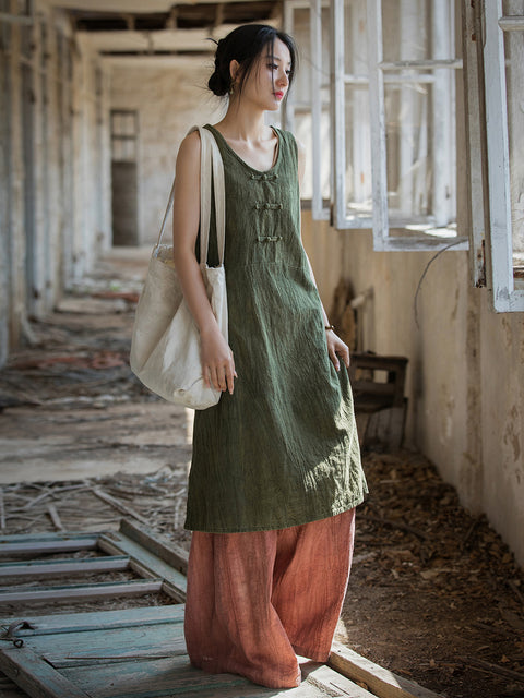 Vestido estilo chaleco con efecto tie-dye vintage de verano para mujer