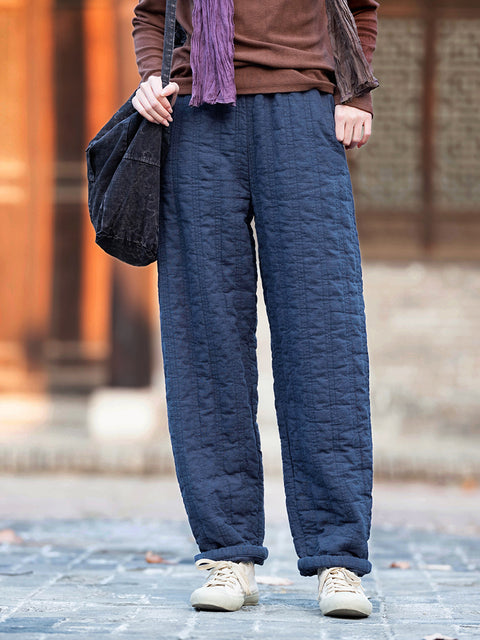 Pantalones acolchados gruesos y sólidos de invierno para mujer