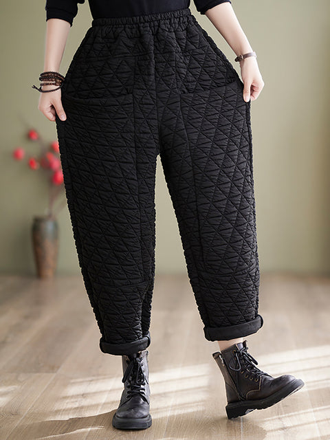 Pantalones Harem acolchados sueltos de algodón sólido de invierno para mujer