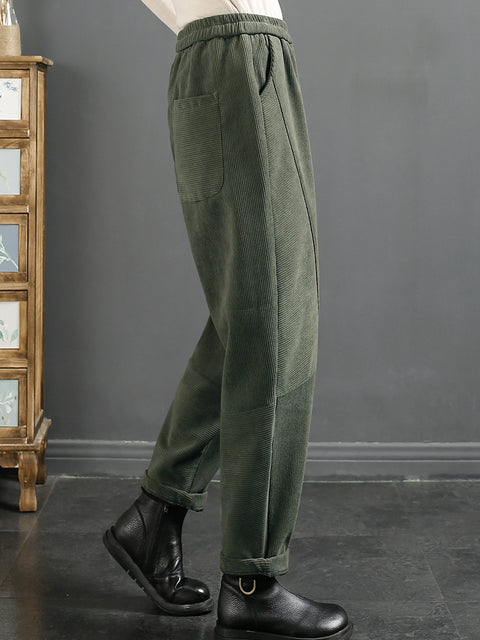 Pantalones Harem cálidos de felpa Croduroy vintage de talla grande para mujer