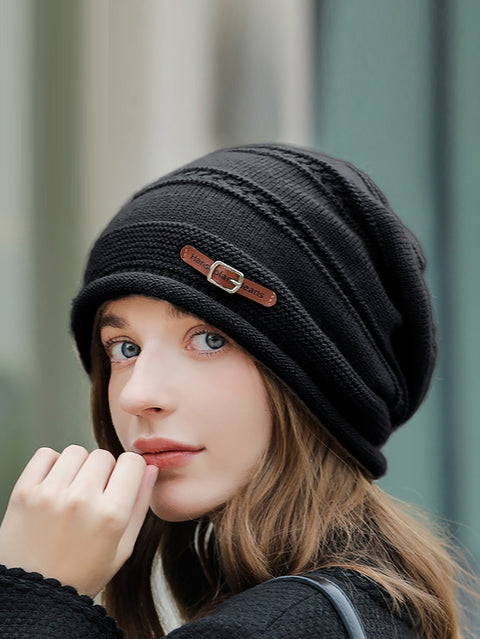 Gorro de punto cálido e informal de invierno para mujer