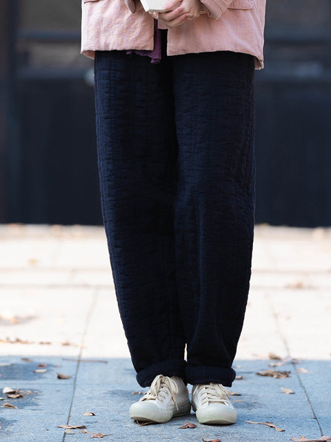 Pantalones acolchados gruesos y sólidos de invierno para mujer