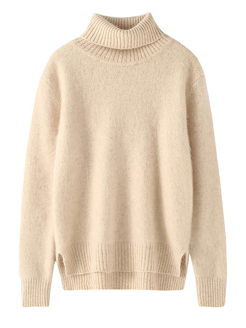 Women Autumn Turtleneck Soft Wool Solid Sweater