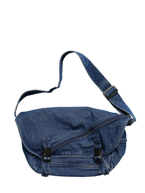 Bolso bandolera de mezclilla vintage de gran capacidad para mujer