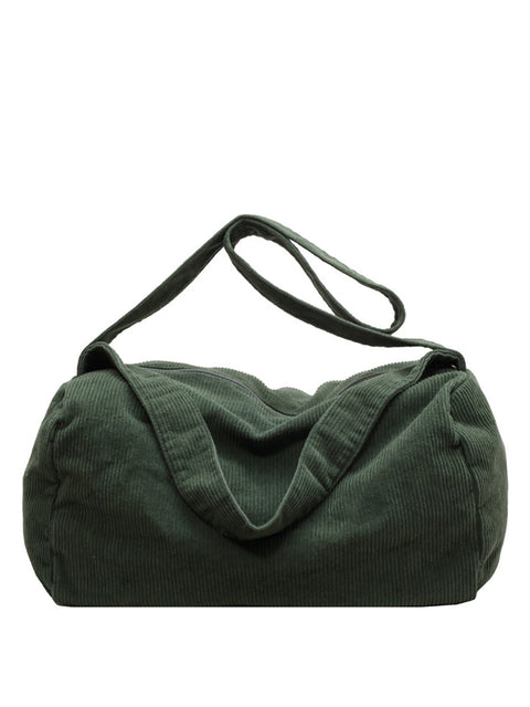 Bolso bandolera casual de pana de color puro para mujer