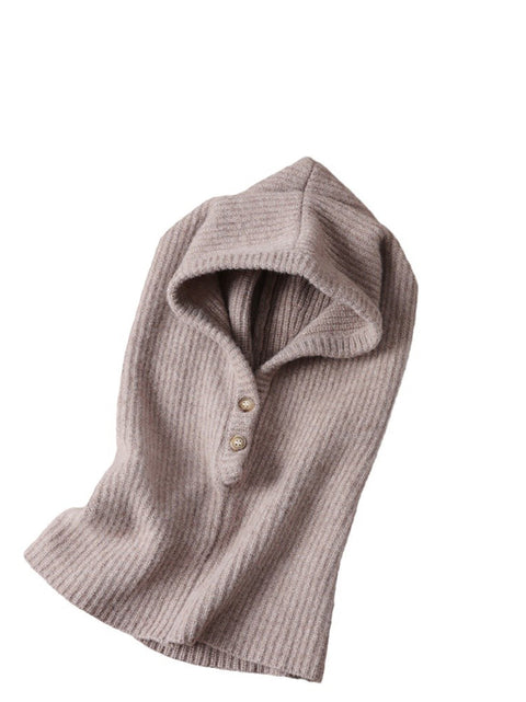 Women Winter Wool Knit Warm Soft Hooded Scarf