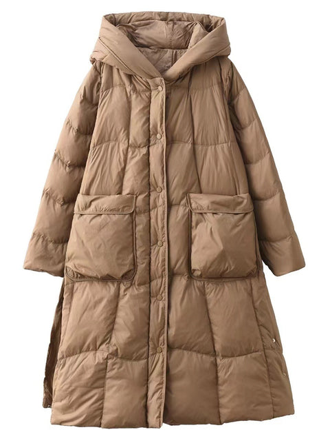 Women Winter Casual Hooded Long Down Coat