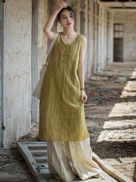 Vestido estilo chaleco con efecto tie-dye vintage de verano para mujer