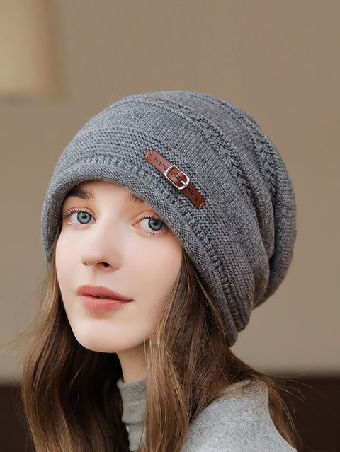 Gorro de punto cálido e informal de invierno para mujer