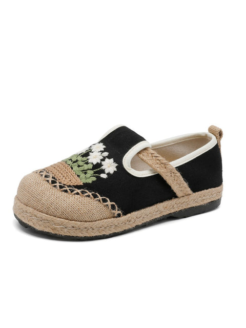 Ethnic Flower Embroidery Linen Cotton Shoes