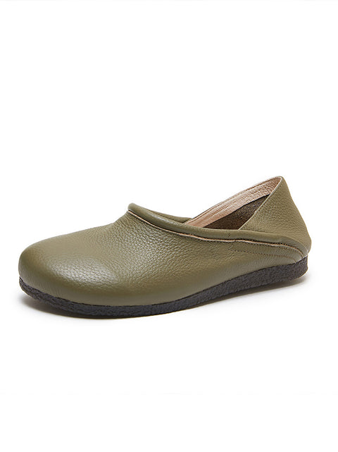 Zapatos planos empalmados de cuero sólido casual de verano para mujer