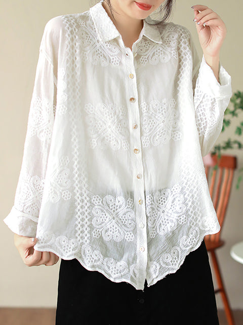 Women Summer Artsy Embroidery Shirt