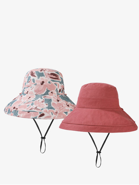 Sombrero de verano para mujer con flores y protección solar de doble cara