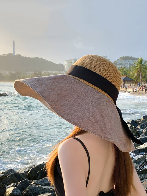 Sombrero informal de ala ancha para mujer, resistente al sol