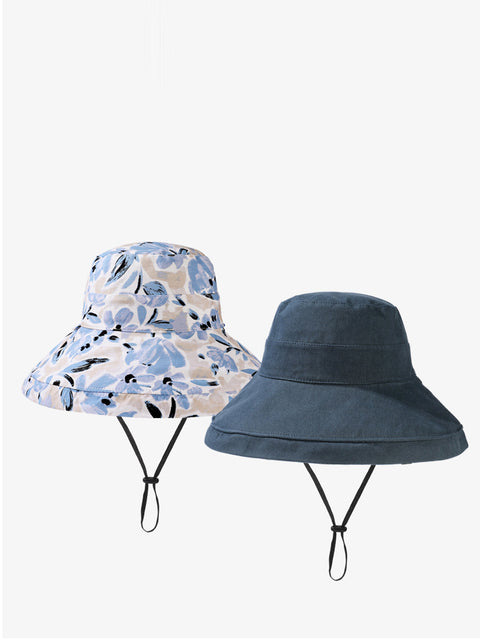 Sombrero de verano para mujer con flores y protección solar de doble cara