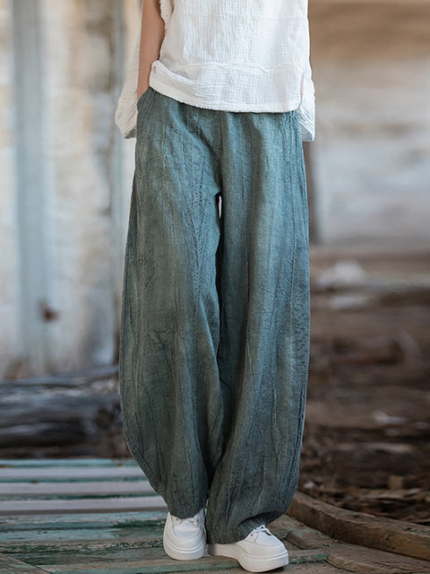 Pantalones harén con forro polar y efecto tie-dye de estilo vintage para mujer