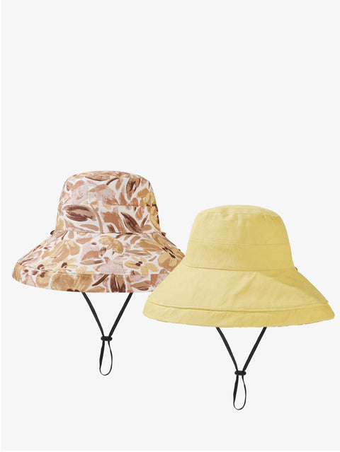 Sombrero de verano para mujer con flores y protección solar de doble cara