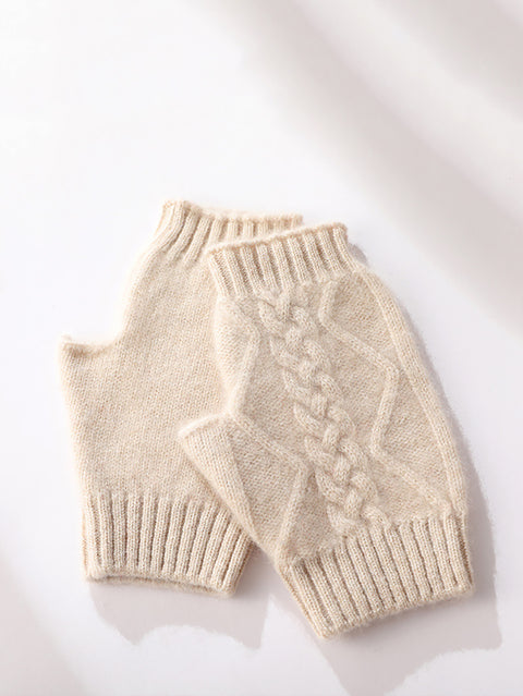 Unisex Twrist Knit Warm Leakage Finger Gloves