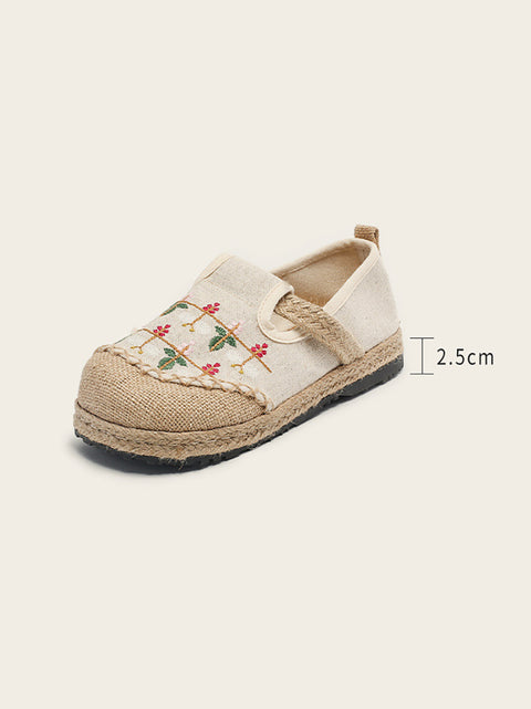 Zapatos bordados de lino y algodón de primavera para mujer