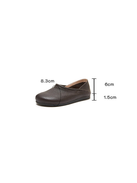 Women Summer Casual Solid Leather Spliced Flat Shoes