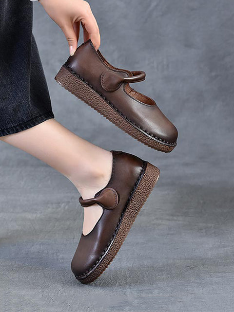 Women Spring Genuine Leather Low Heel Shoes