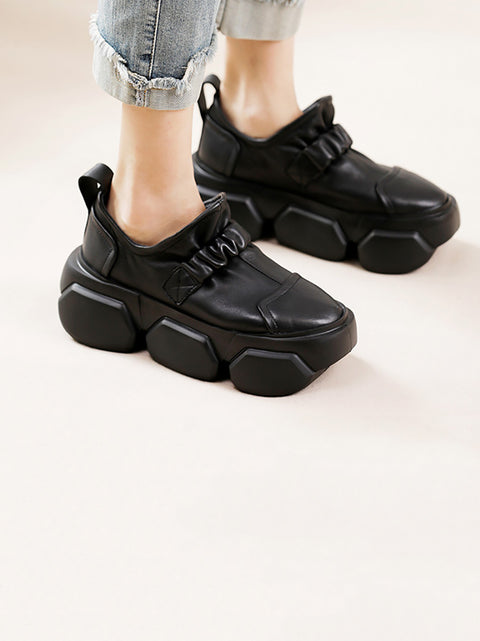 Women Autumn Stylish Soft Leather Platform Shoes