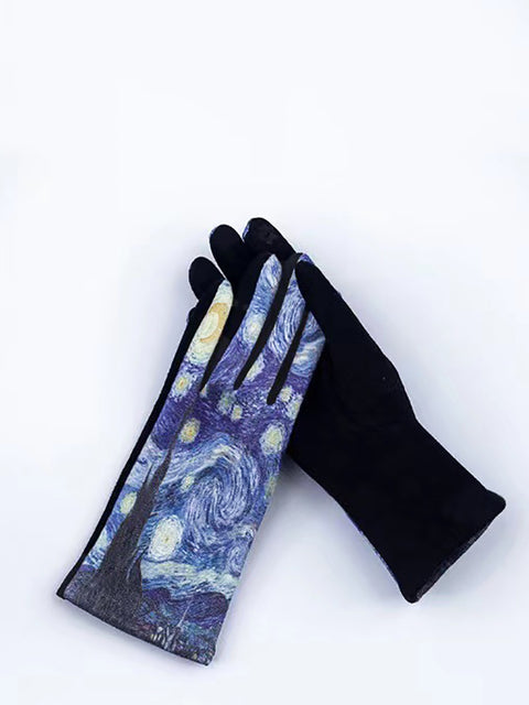 Guantes cálidos para exteriores con estampado de moda para mujer