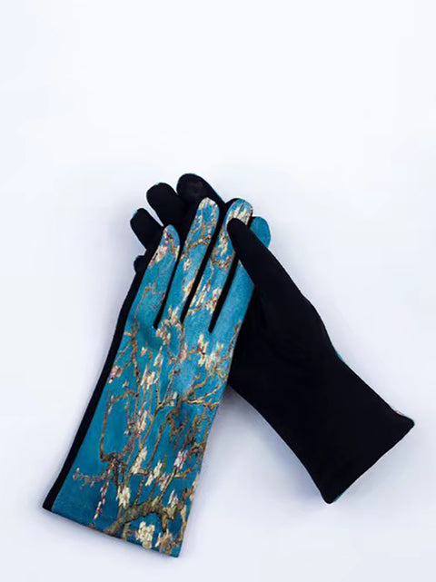 Guantes cálidos para exteriores con estampado de moda para mujer