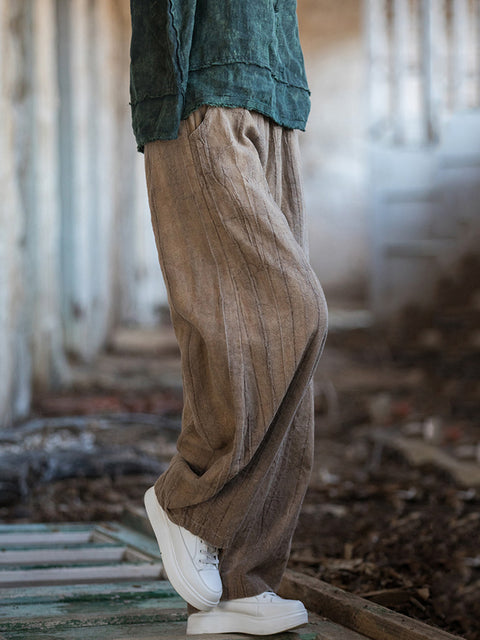 Pantalones harén con forro polar y efecto tie-dye de estilo vintage para mujer