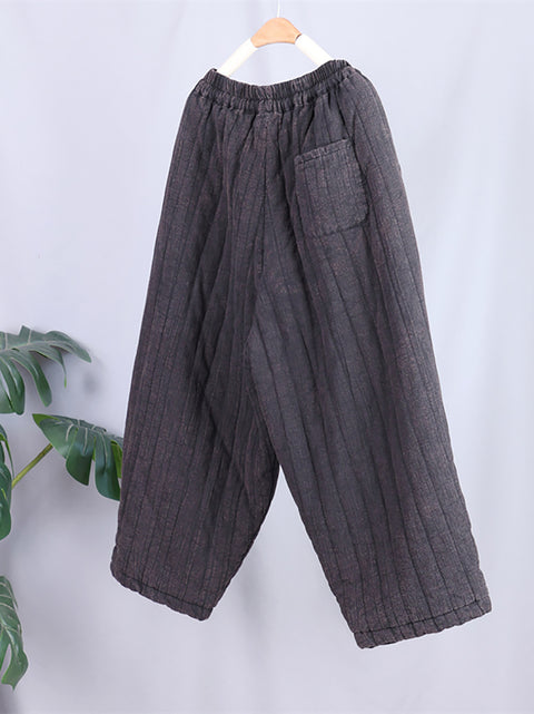 Pantalones acolchados de algodón lisos de invierno para mujer de talla grande