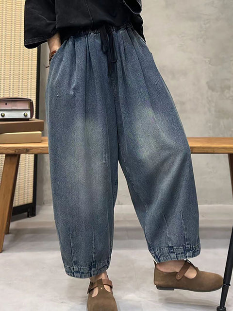 Pantalones Harem de mezclilla lavados retro de primavera para mujer