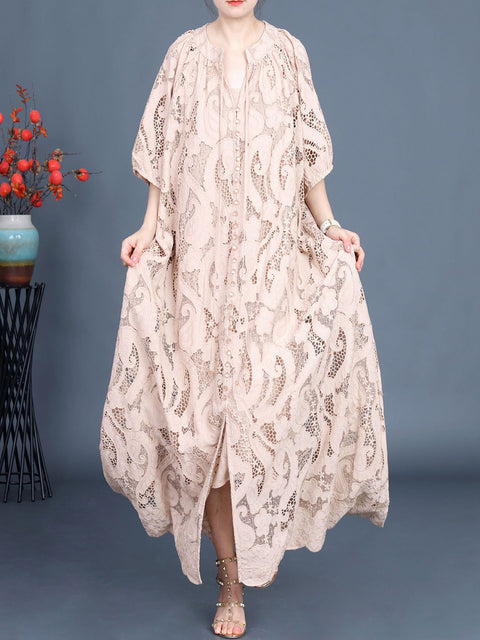 Women Summer Artsy Cutout Lace Maxi Dress