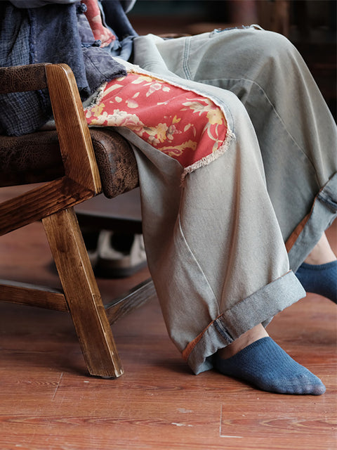 Pantalones vaqueros de pierna ancha con parches desgastados y empalmados para mujer de verano