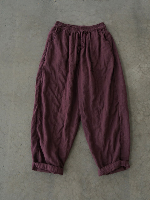 Women Autumn Vintage Solid Linen Loose Pants