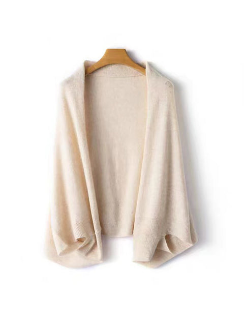 Women Winter Casual Solid Wool Knit Shawl