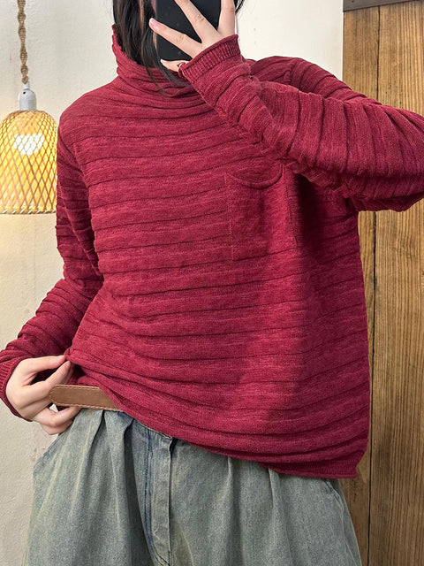 Sudadera informal de algodón con cuello redondo y rayas en bloques de colores para mujer, otoño