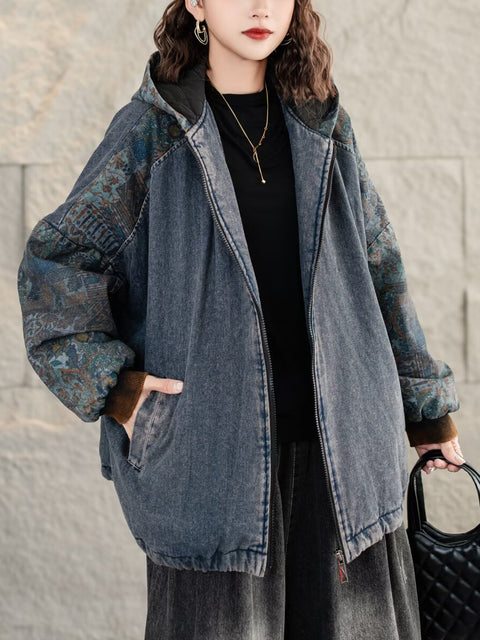 Camisa de otoño con botones y bolsillos de ramio para mujer