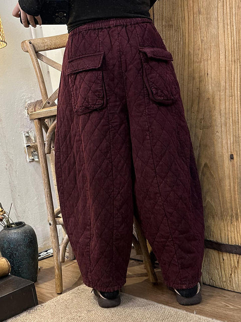 Pantalones harén de mezclilla con estampado retro de flores de otoño para mujer