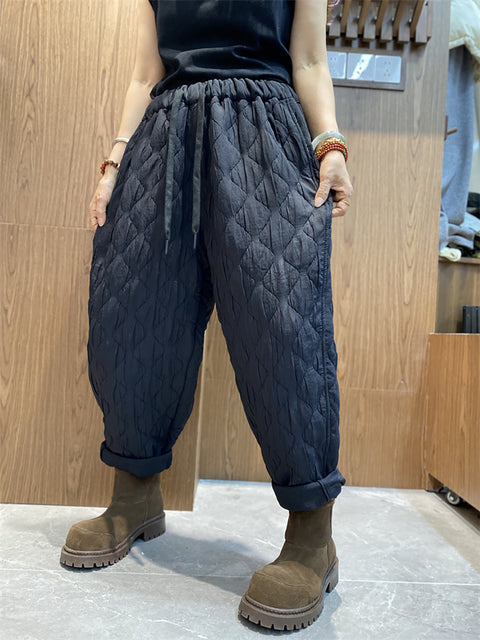 Women Winter Casual Rhomboid Thick Harem Pants