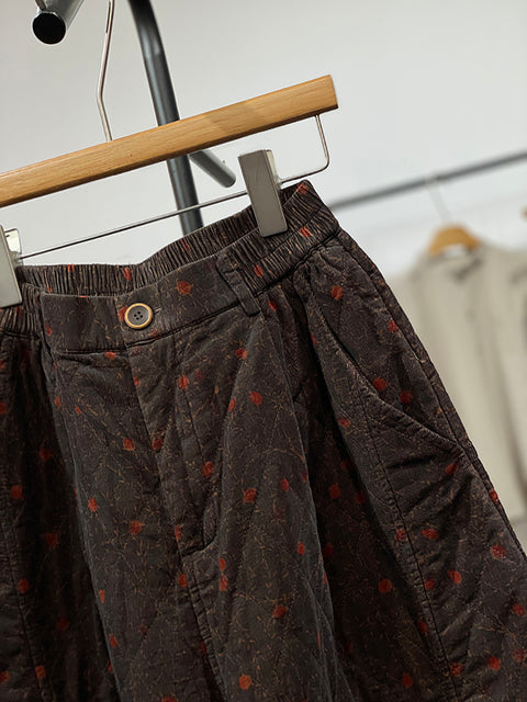 Pantalones harén de mezclilla con estampado retro de flores de otoño para mujer