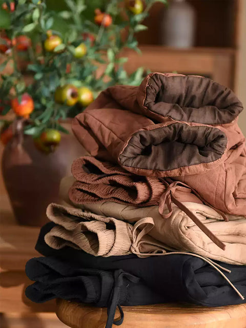 Pantalones harén de mezclilla con estampado retro de flores de otoño para mujer